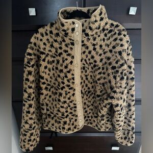 Fabletics Black and Tan Teddy Jacket